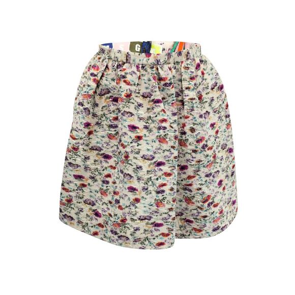 MSGM Floral Pleated Mini Skirt in Pastel Pink Polyester - Picture 1 of 5